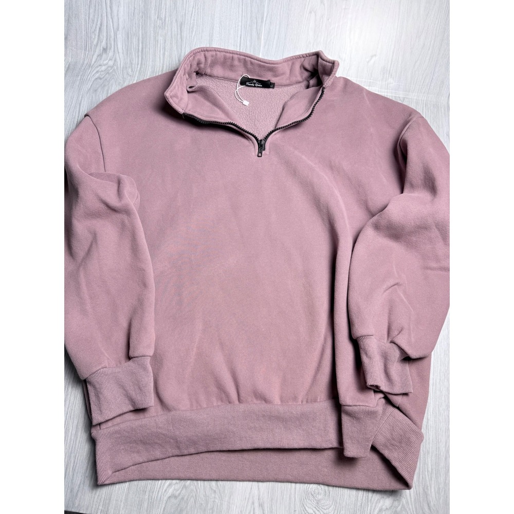 Trendy Queen Womens Oversized Half Zip Sweatshirt Mauve Purple Fleece Pullover L